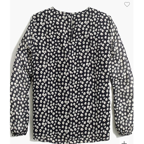 J. Crew Smocked Ruffleneck Top Women's 12 Blue Grandma Floral Blouse‎ Fairy - Picture 1 of 9